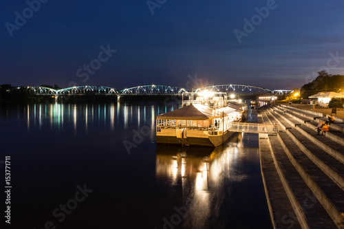 Picturesque night view of the Philadelphia Boulevard and Pilsudski bridge in Torun