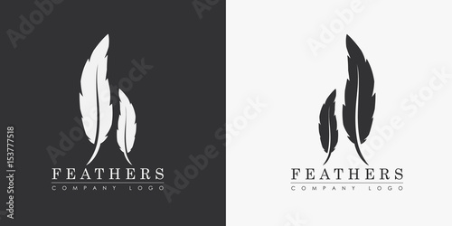 Design a logo with two feathers and the name of the company, for a writer or publishers.