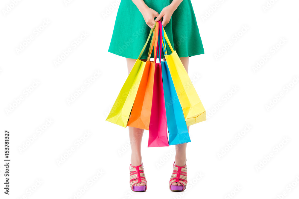shopping woman isolated on white background