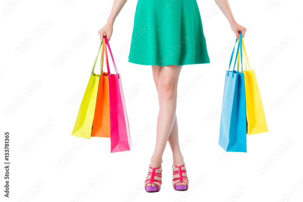 beauty lady legs with shopbags