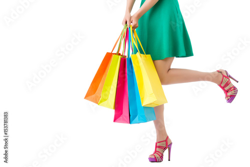 happy shopping woman with shopping bags
