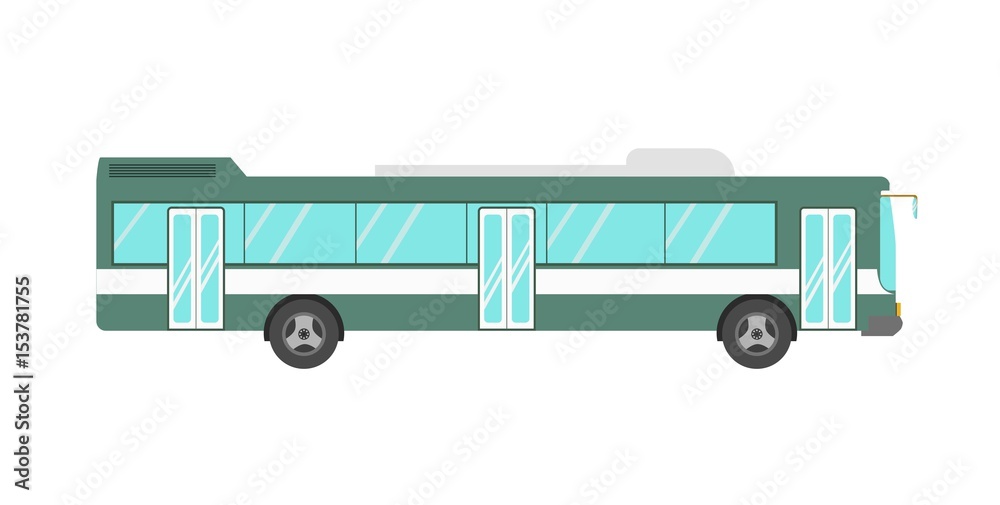 Green colored bus isolated on white Green colored bus isolated on white