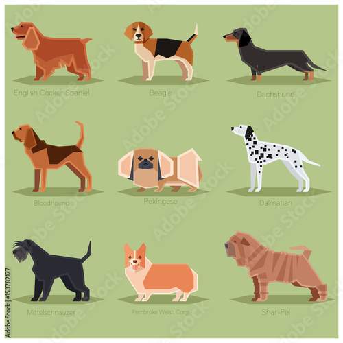 Dog flat icons set