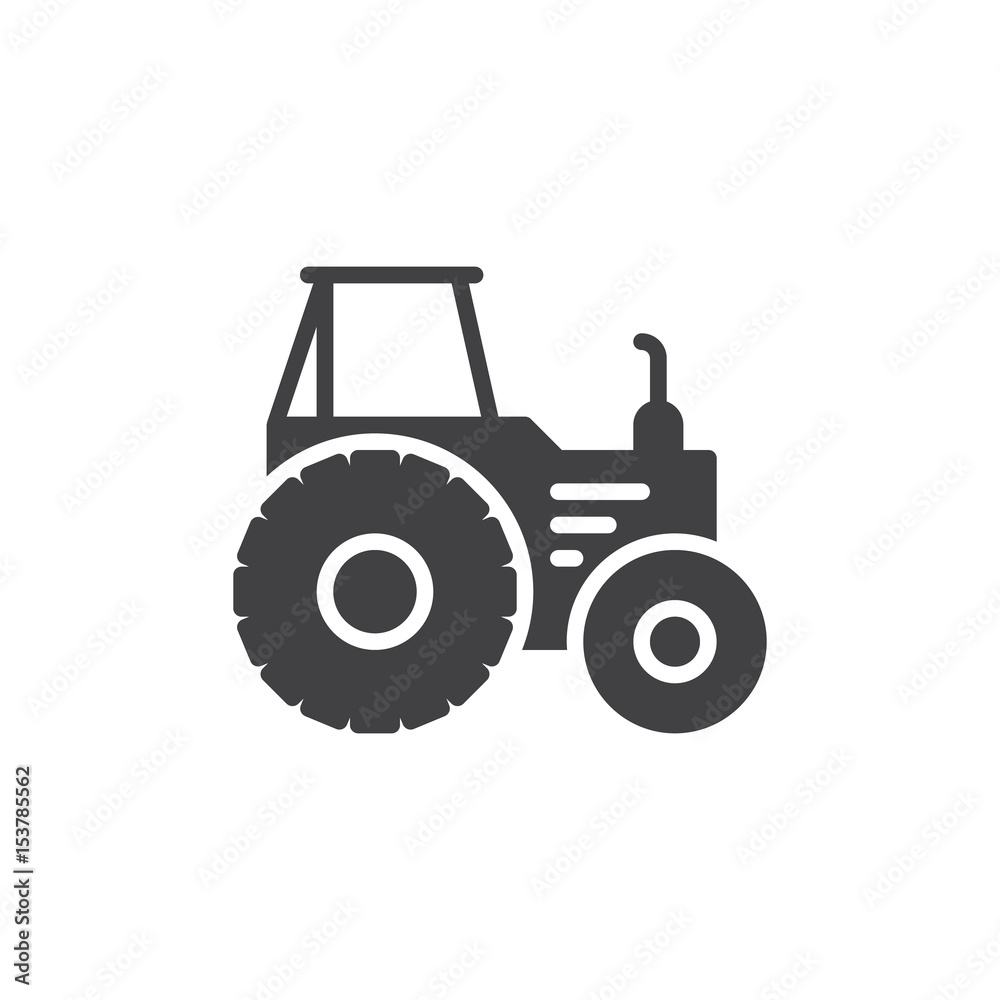 Tractor icon vector, filled flat sign, solid pictogram isolated on white. Symbol, logo illustration. Pixel perfect Tractor icon vector, filled flat sign, solid pictogram isolated on white. Symbol, logo illustration. Pixel perfect