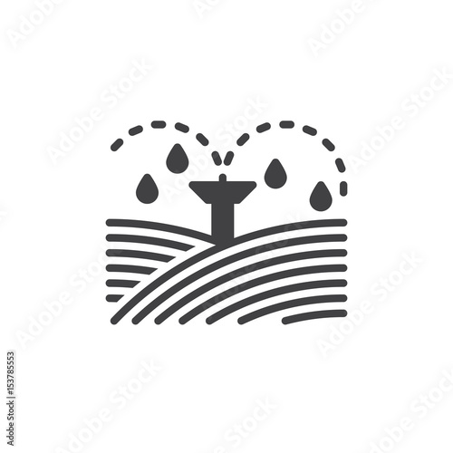 Irrigation sprinklers icon vector, filled flat sign, solid pictogram isolated on white. Symbol, logo illustration. Pixel perfect