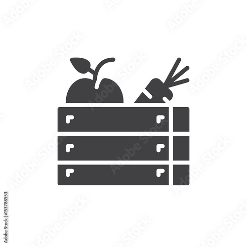 Harvest wooden box icon vector, filled flat sign, solid pictogram isolated on white. Symbol, logo illustration. Pixel perfect
