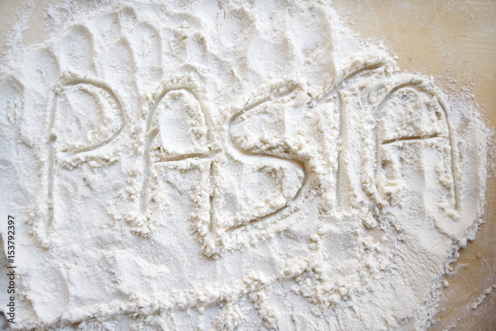 the word pasta written with the flour the word pasta written with the flour