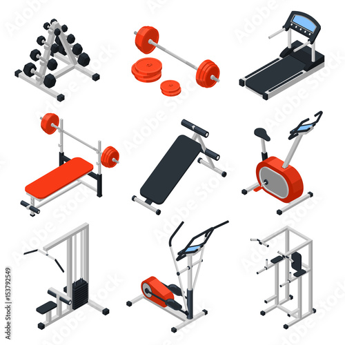 Gym Equipment Isometric Set