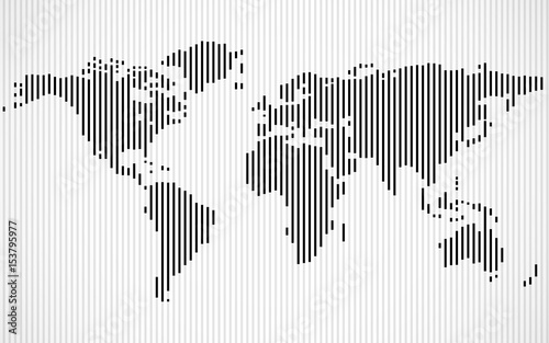 Fototapeta Naklejka Na Ścianę i Meble -  Abstract World map with lines. World stripes map. Vector