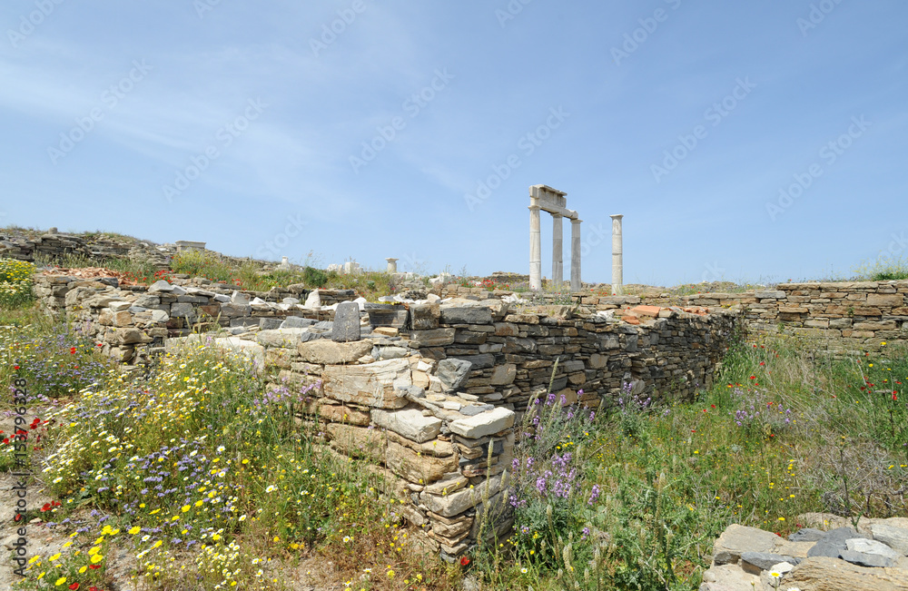 La loge des Poséidoniastes de la cité antique de Délos en Grèce