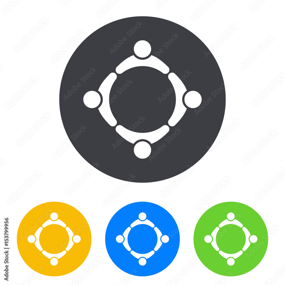 Icono plano circulo personas en circulo varios colores Icono plano circulo personas en circulo varios colores