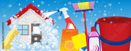 Banner services cleaning. A clean house and office. Vector