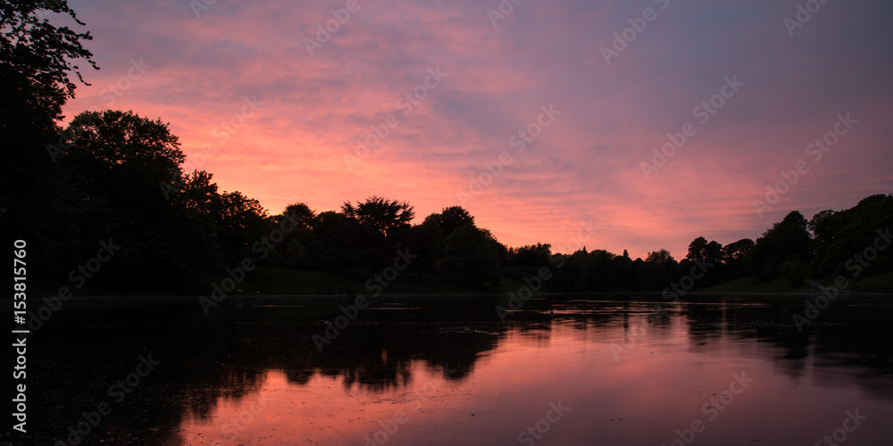 Sunset over Sefton Park Boating Lake