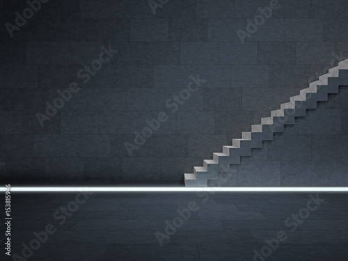 фотографія A minimalistic staircase in a dark space