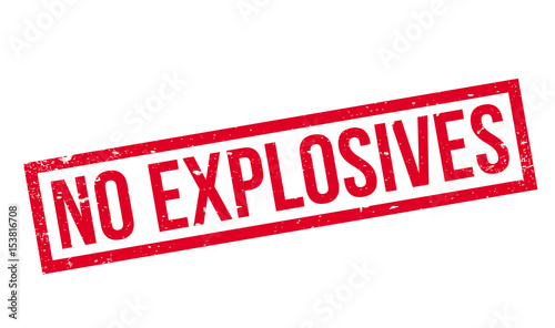 No Explosives rubber stamp. Grunge design with dust scratches. Effects can be easily removed for a clean, crisp look. Color is easily changed.