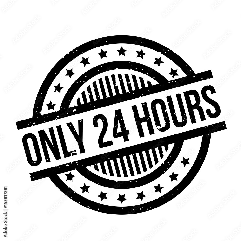 Only 24 Hours rubber stamp. Grunge design with dust scratches. Effects can be easily removed for a clean, crisp look. Color is easily changed.