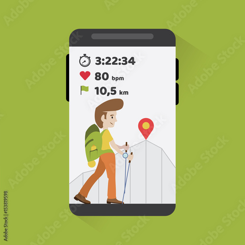 Smart Phone with application for hiking