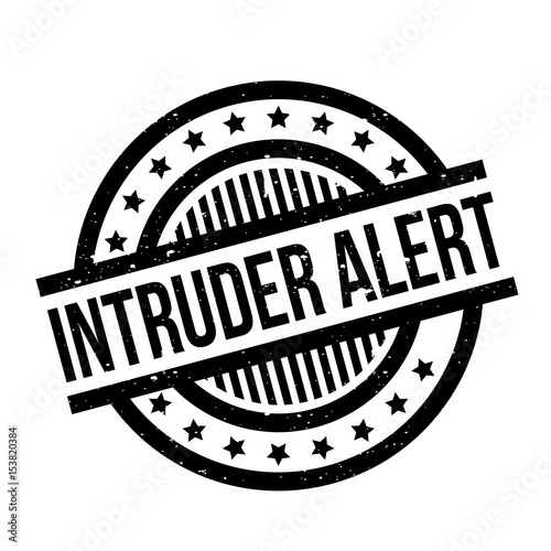 Intruder Alert rubber stamp. Grunge design with dust scratches. Effects can be easily removed for a clean, crisp look. Color is easily changed.