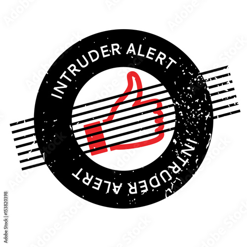 Intruder Alert rubber stamp. Grunge design with dust scratches. Effects can be easily removed for a clean, crisp look. Color is easily changed.