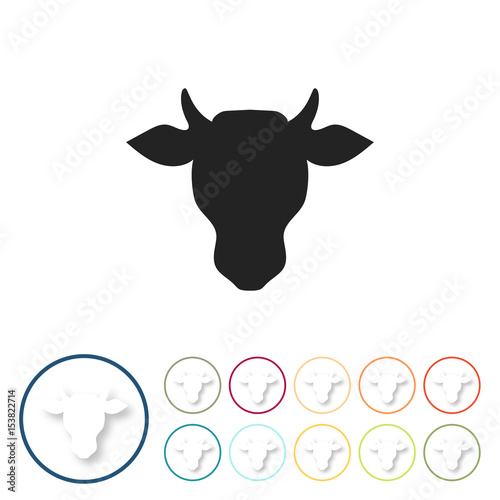 Bunte 3D Buttons - Kuh Kopf