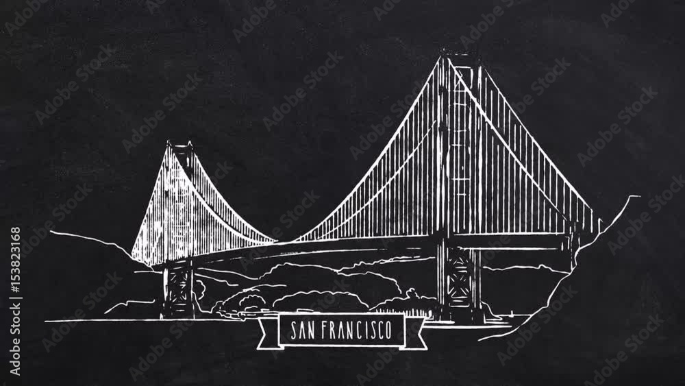 San Francisco Golden Gate Bridge self drawing lines