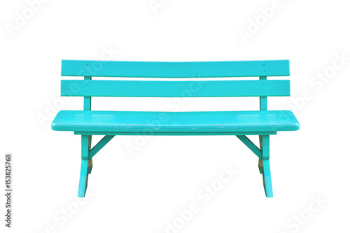 cyan wood bench isolated on white background with clipping path. © tapui