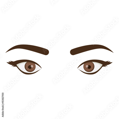 white background with female eyes and eyebrows vector illustration