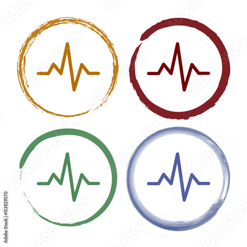Pinselstrich Icon Set - Puls Herzschlag