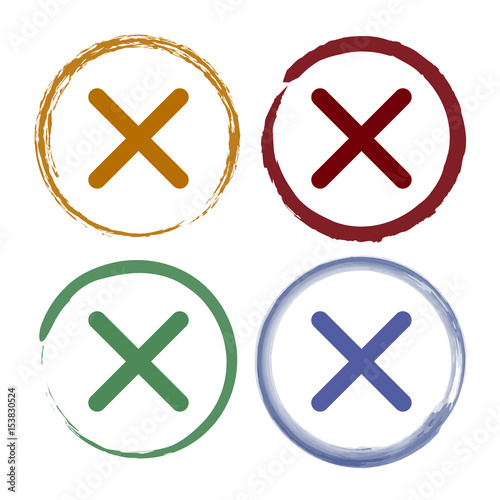 Pinselstrich Icon Set - Kreuz - Falsch