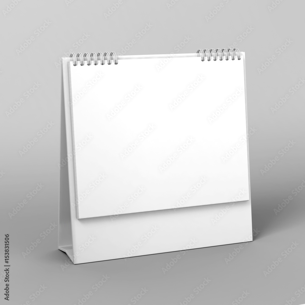 Blank desk top calendar isolated on white background for mock up and print designs. 3d render illustration. Blank desk top calendar isolated on white background for mock up and print designs. 3d render illustration.