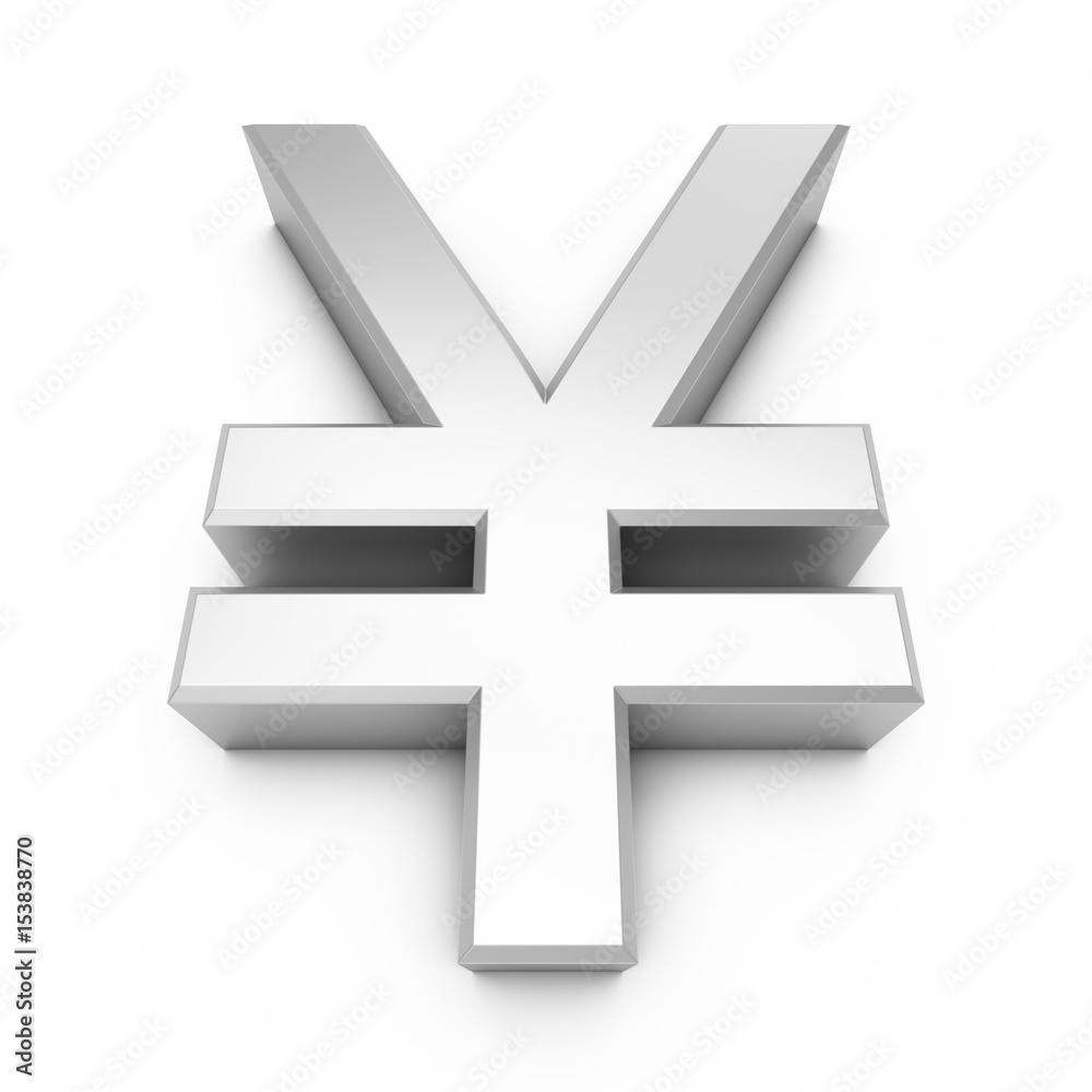 Obraz premium 3D Rendering silver Japanese yen Sign isolated on white background