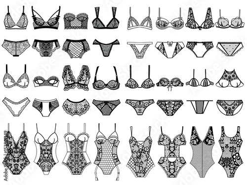 Collection of lingerie. Panty and bra set. Body. © comotomo