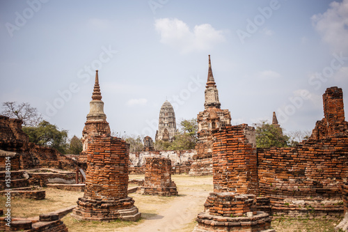 Ayutthaya temple ruins  Wat Maha That Ayutthaya as a world heritage site  Thailand.