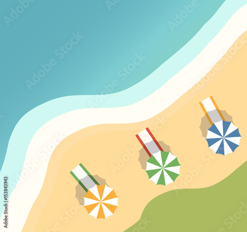Vector a banner with an  landscape beach.op view of the island paradise.The tropical beach on the seashore for rest.Maritime hotel.beach towel