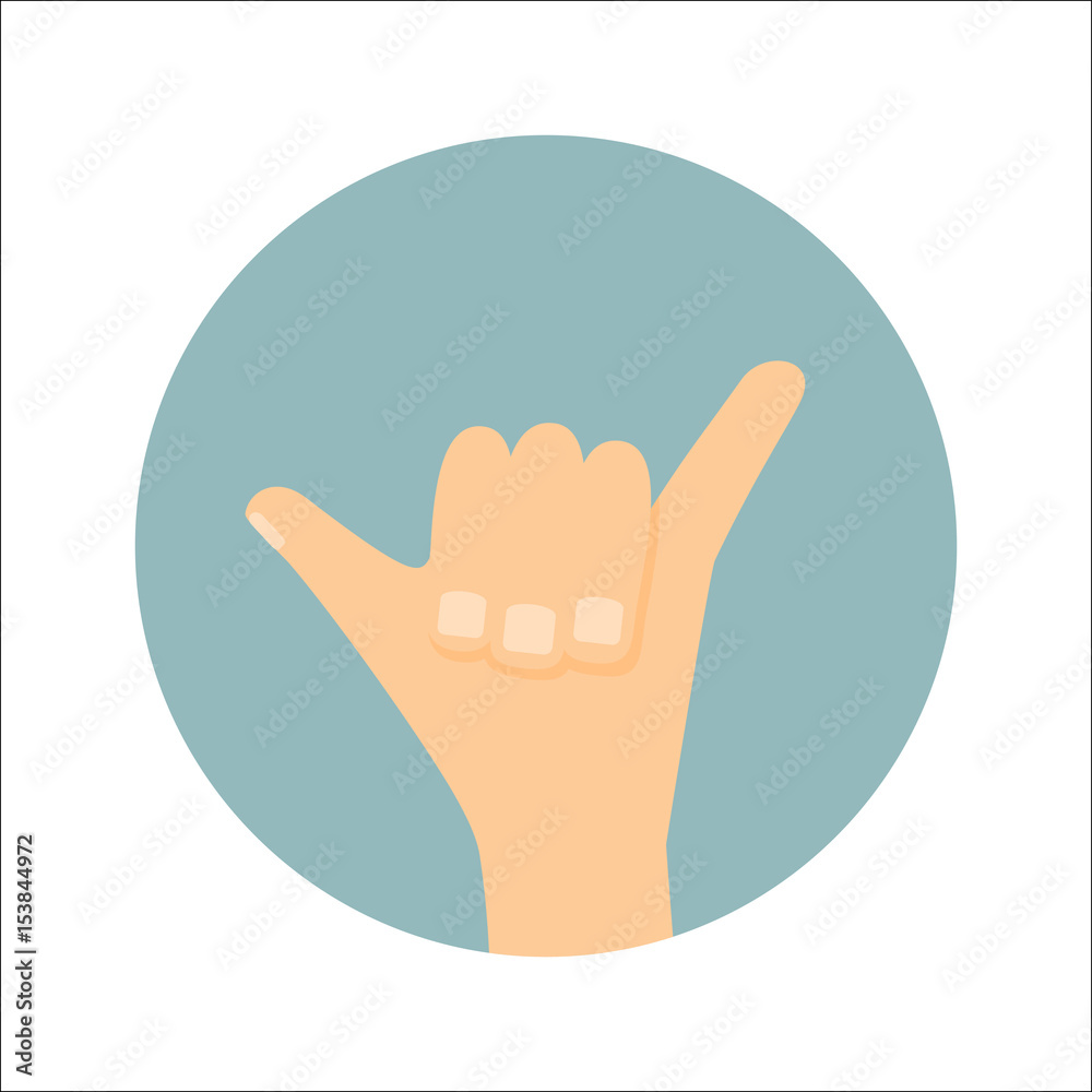 Shaka hand sign. Surfing icon Shaka hand sign. Surfing icon
