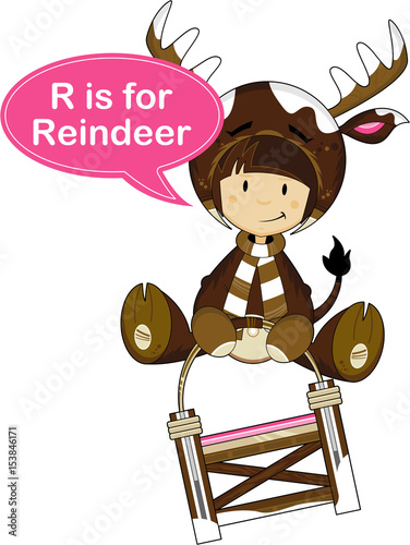 R is for Reindeer Learning Illustration