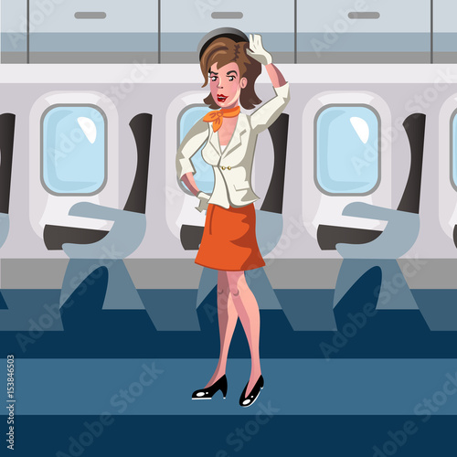 Stewardess in the airplane.