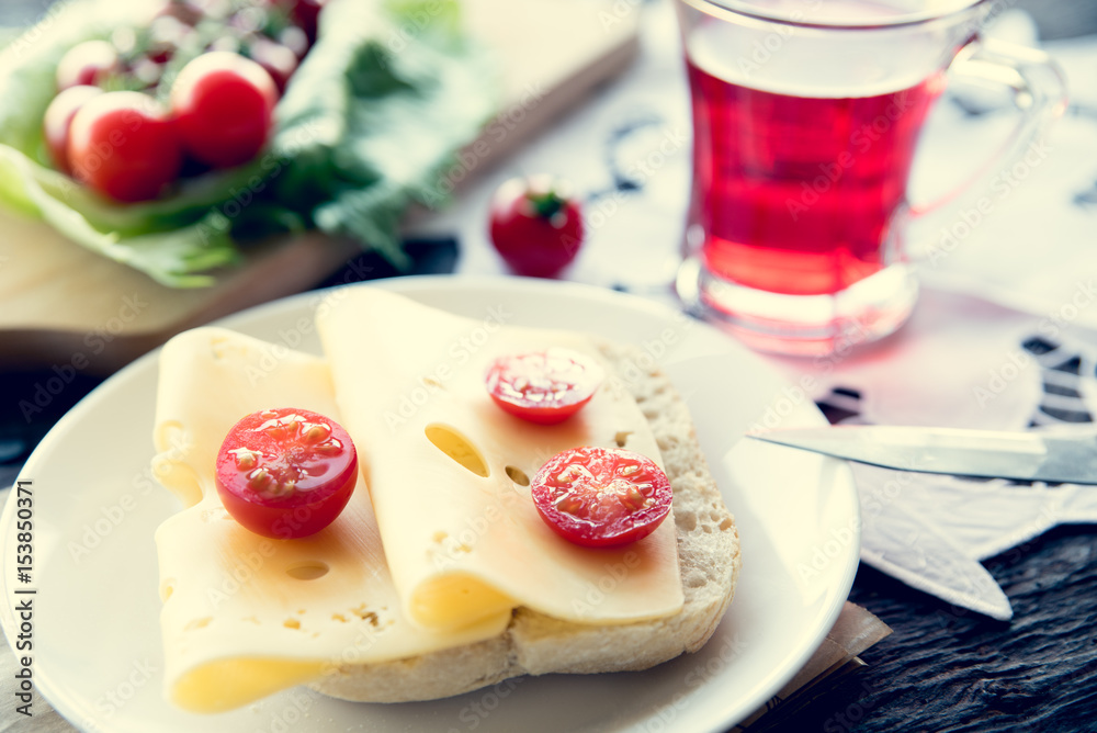Tomato and cheese sandwich