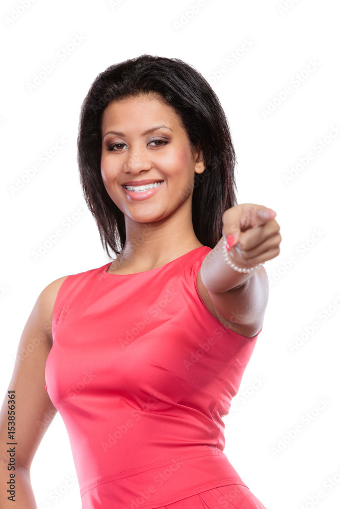 Fashion mixed race african woman in red dress. Fashion mixed race african woman in red dress.