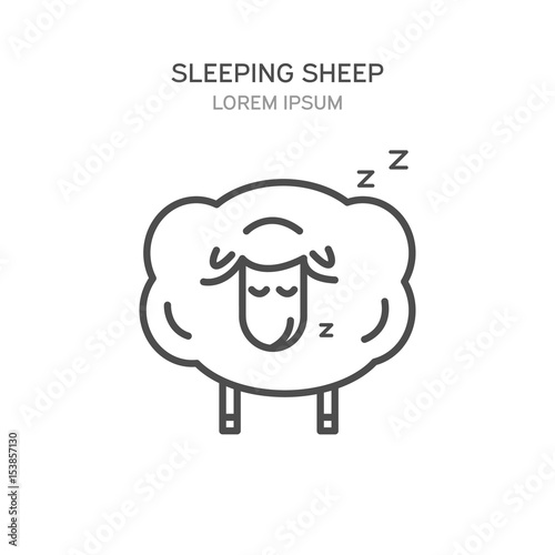 Sleeping sheep line style icon. Vector illustration.