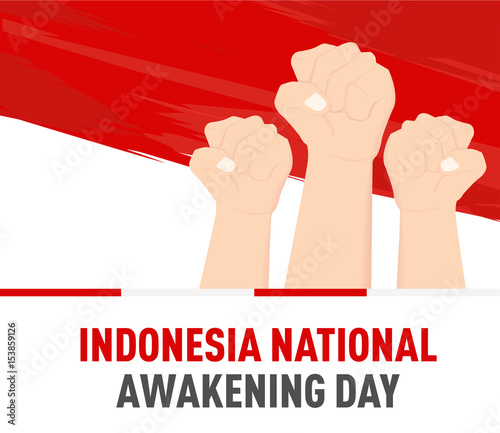 Indonesia National Awakening Day with hand fist symbol vector illustrator concept Indonesia Merdeka