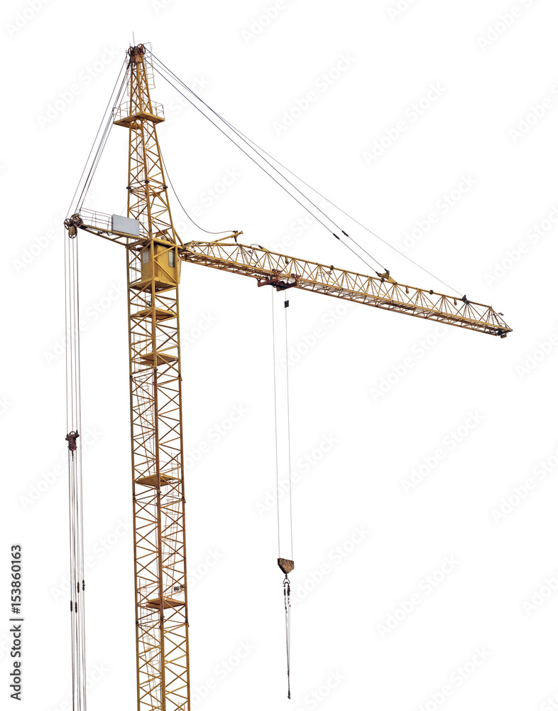 heavy dark yellow crane on white heavy dark yellow crane on white