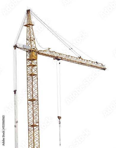 heavy dark yellow crane on white