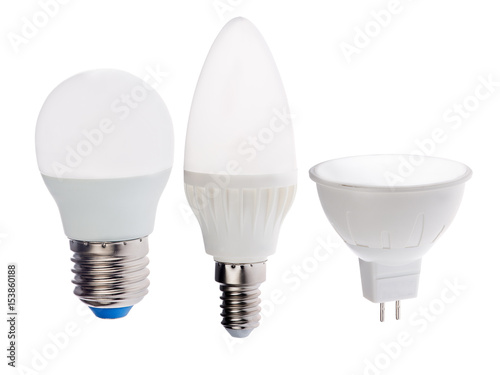 three led lamps isolated on white