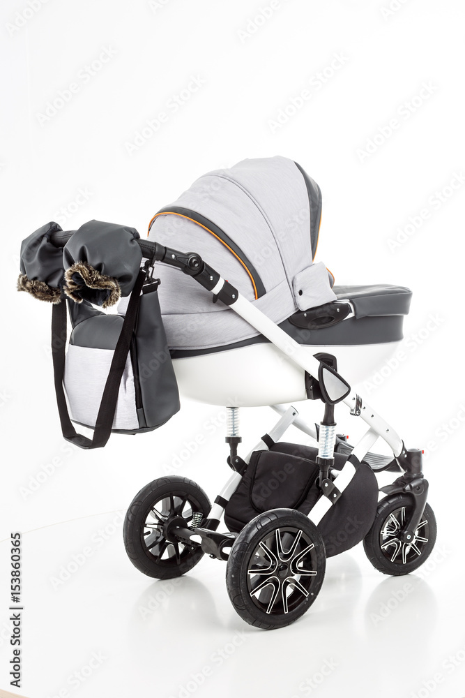 Naklejka premium Child pram isolated on the white background