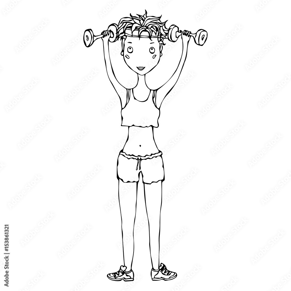 Cute Cartoon Hipster Girl with Pony Tail Smile Blush Look Above. Vector Illustration. Cute Cartoon Hipster Girl with Pony Tail Smile Blush Look Above. Vector Illustration.