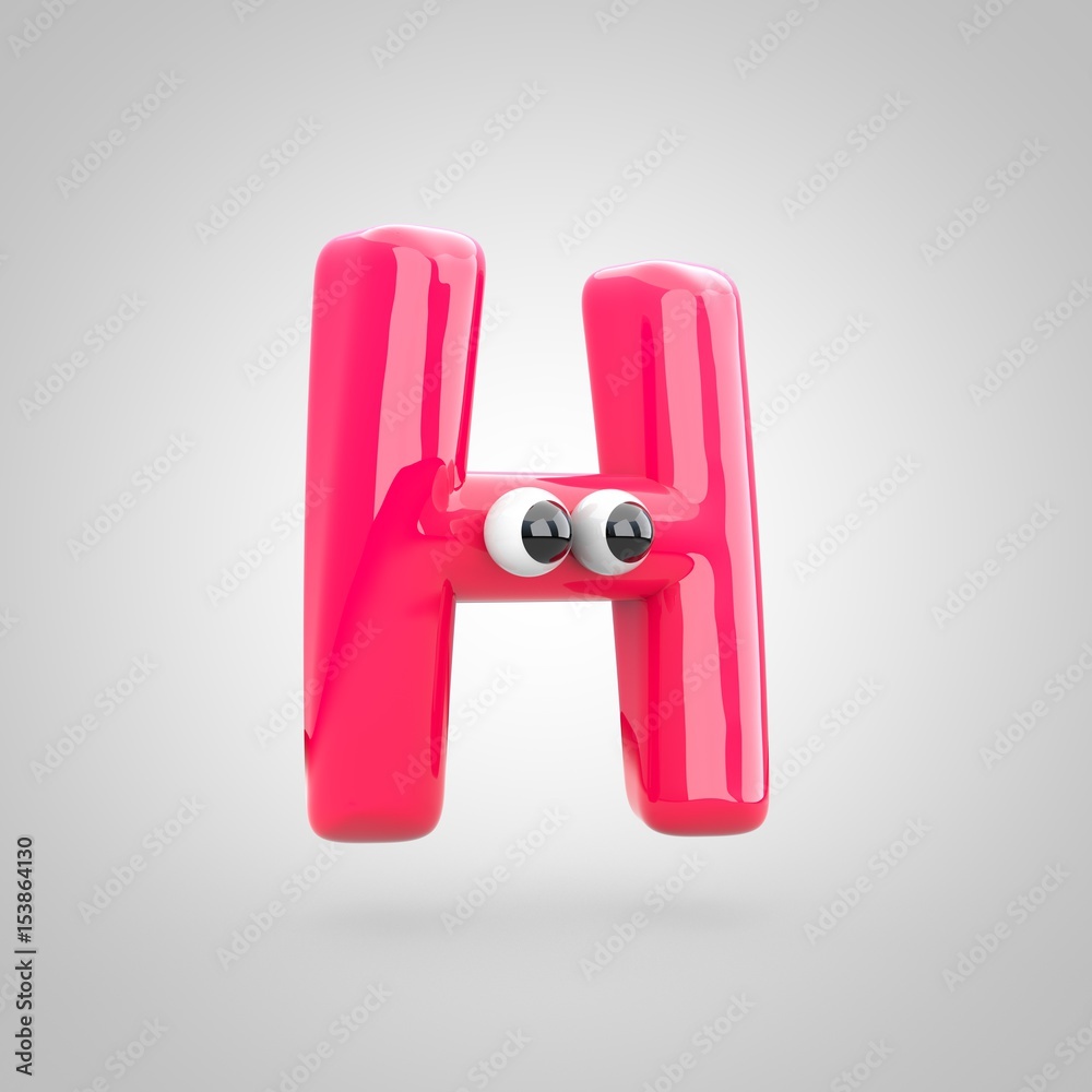 Funny pink letter H uppercase with eyes Funny pink letter H uppercase with eyes