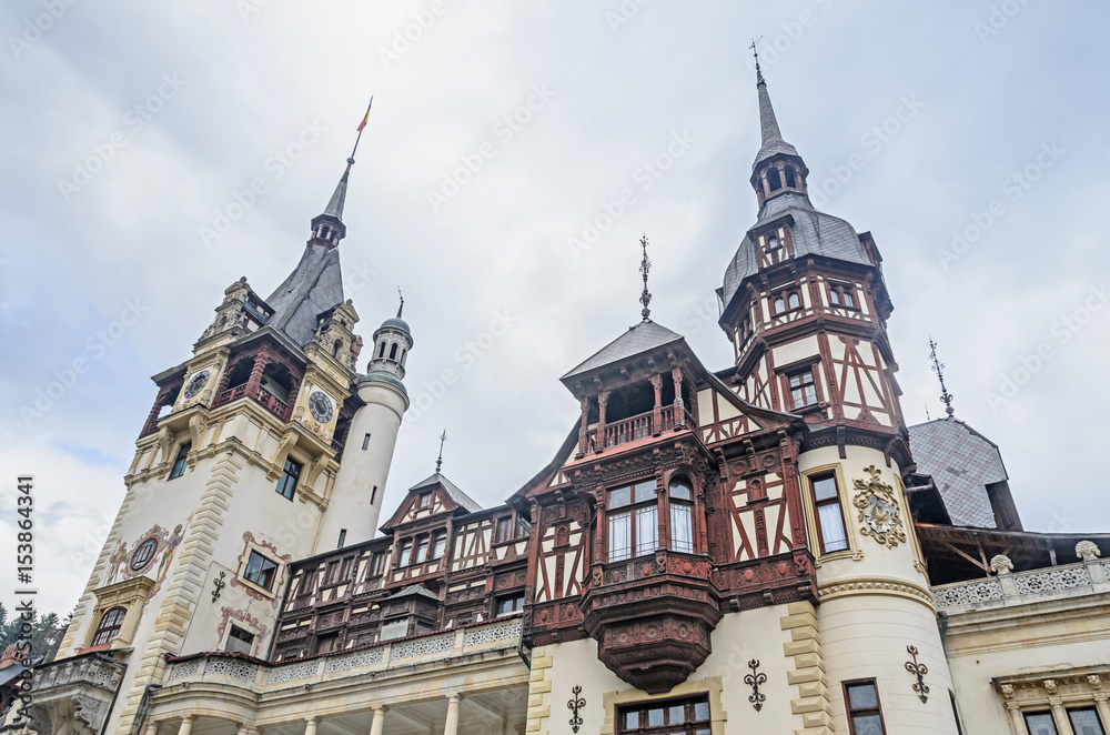 The Peles Castle from Sinaia Romania, Carpathian Mountains