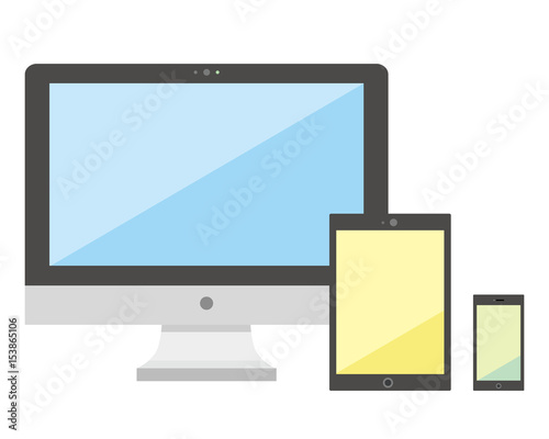 アイコンに使いやすい パソコンやスマホタブレットのフラットイラスト　ベクター