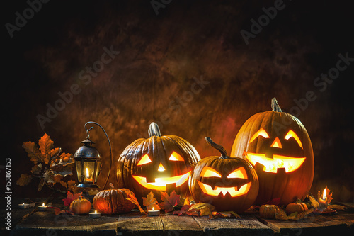 Halloween pumpkin head jack lantern photo